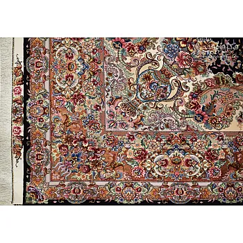 فرش دستباف 6 متری طرح خطیبی مشکی تبریز