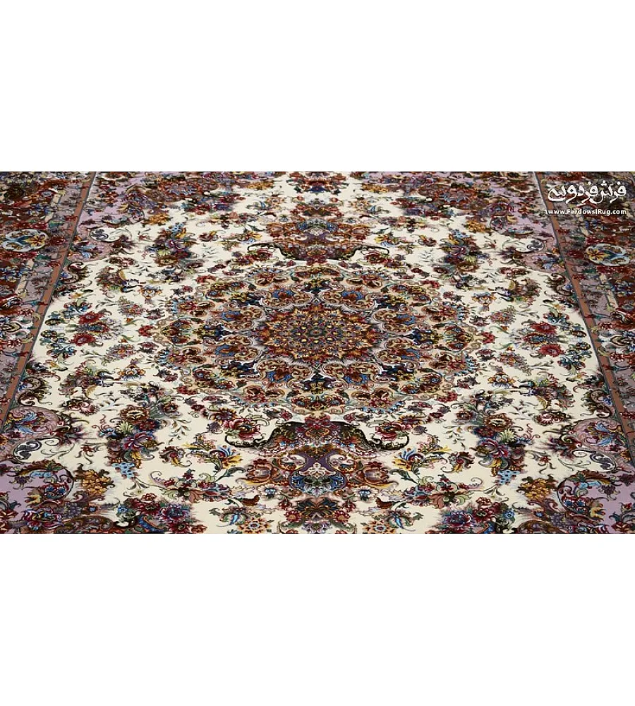 Handmade 6-meter Tabriz rug featuring intricate Khatibi circle design, crafted with premium materials for elegant home decor.
