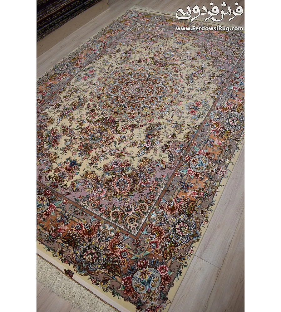 Handmade 6-meter Tabriz rug featuring intricate Khatibi circle design, crafted with premium materials for elegant home decor.