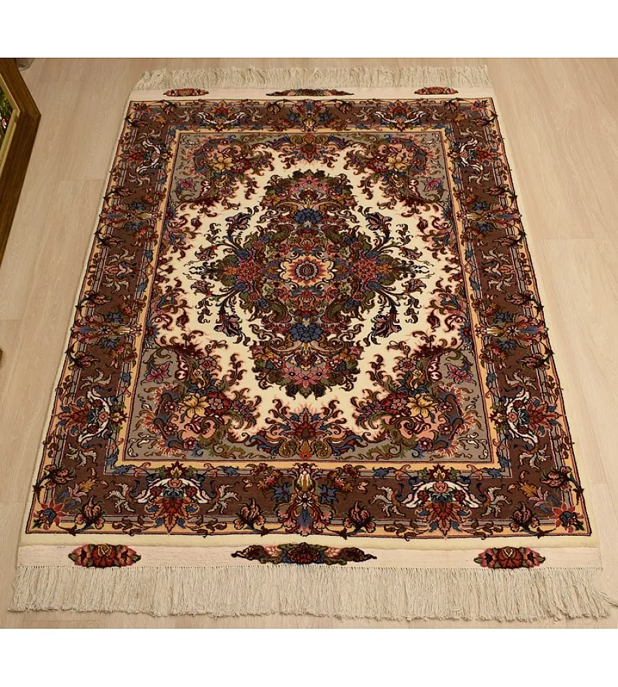 Handmade 3-meter Persian rug with Khatibi design, crafted in Iran