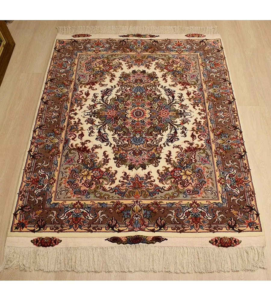 Handmade 3-meter Persian rug with Khatibi design, crafted in Iran