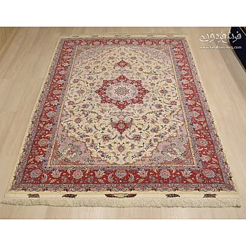 جفت فرش دستباف 6 متری کرم تقی زاده تبریز