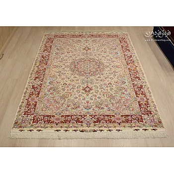 6-meter handmade carpet, Aliakram design, copper border, Tabriz weave