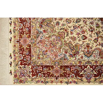 6-meter handmade carpet, Aliakram design, copper border, Tabriz weave