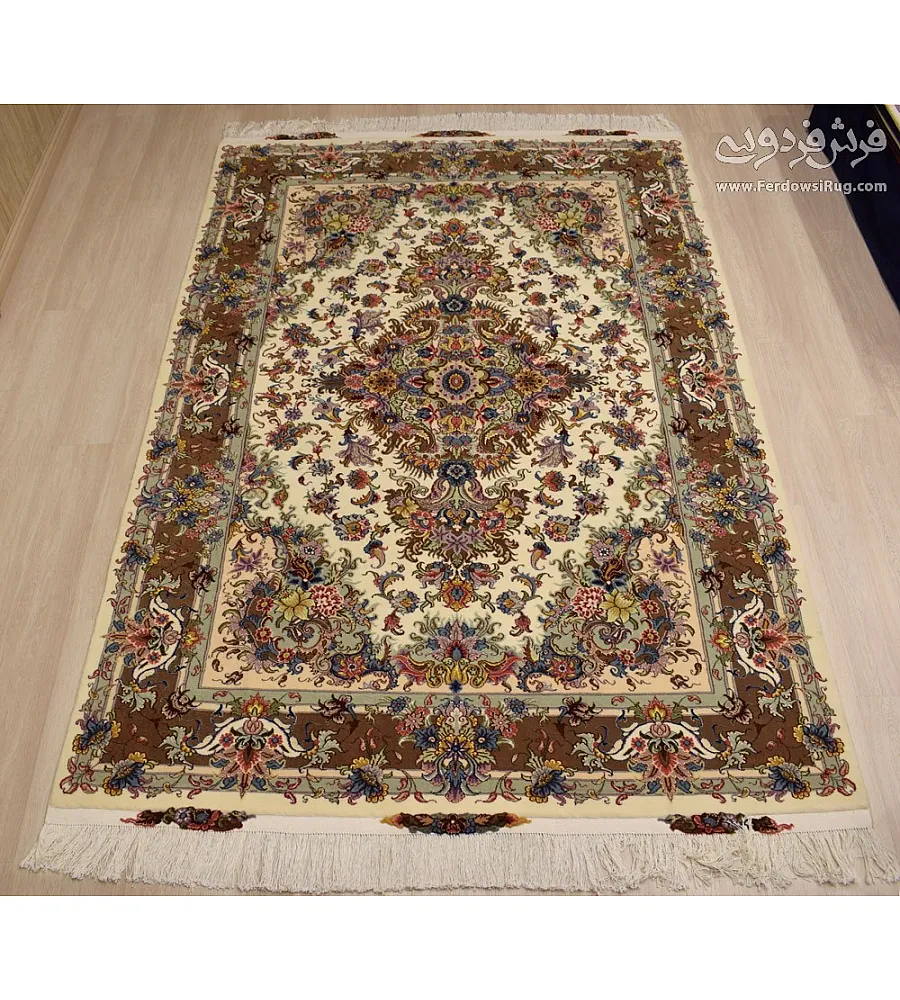 Handwoven 6-meter paired carpet with intricate Khatibi Khorasan design, showcasing traditional craftsmanship and elegant patterns.