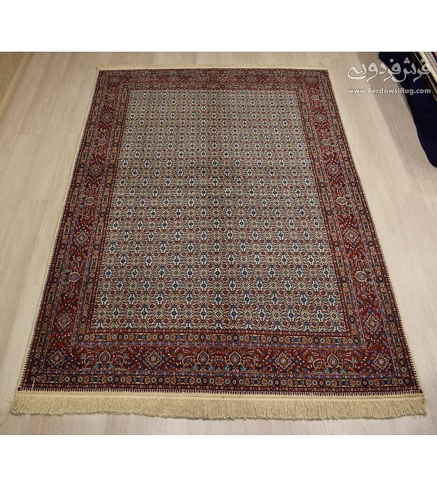 Handwoven 6-meter Rizmahi Mood Carpet with intricate allover design, crafted in Birjand, ideal for luxury home décor.