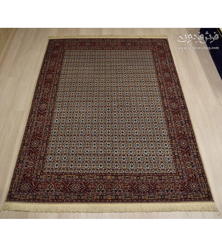Handwoven 6-meter Rizmahi Mood Carpet with intricate allover design, crafted in Birjand, ideal for luxury home décor.