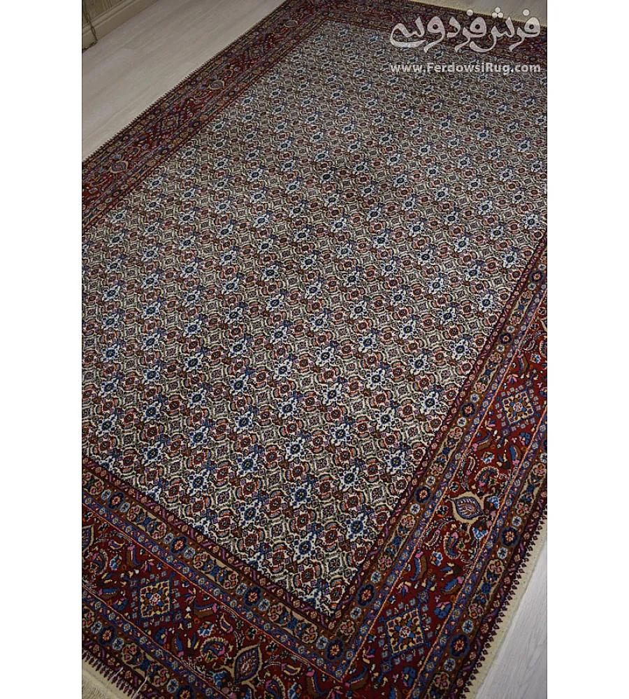 Handwoven 6-meter Rizmahi Mood Carpet with intricate allover design, crafted in Birjand, ideal for luxury home décor.
