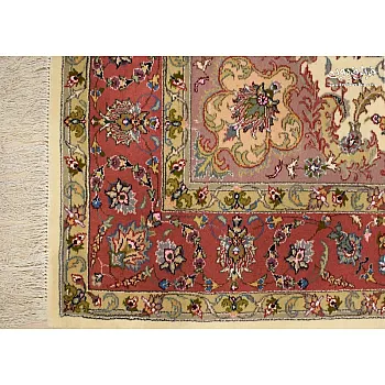 6-meter handwoven carpet, pair, Aliya design, cream Kashmar | Ferdowsi Carpet