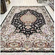 Handmade Persian carpet with intricate Khatibi design, crafted in Tabriz, Iran. Elegant decor piece showcasing traditional artistry.