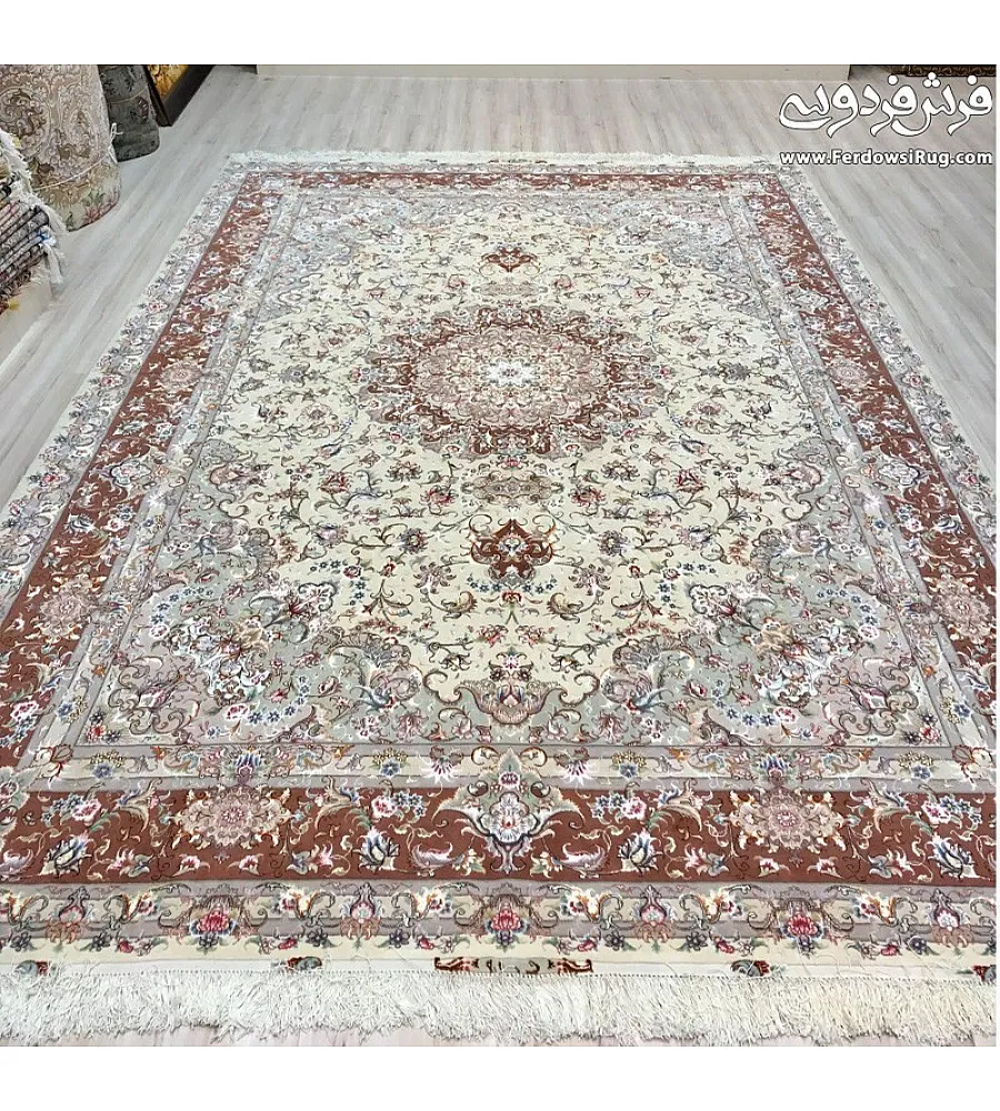 فرش دستباف تبریز طرح علیا 9متری جفت مناسب دکوراسیون کلاسیک کیفیت بالا رنگ بندی اصیل ایرانی