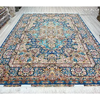 فرش دستباف 9 متری سالاری فیروزه‌ای تبریز