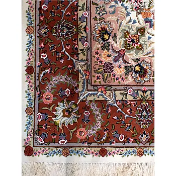 فرش دستباف 9 متری جفت طرح شجاعی کرم کاشمر 