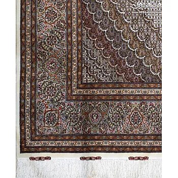 فرش دستباف 9 متری جفت طرح ریزماهی کمال الملک کرم تبریز