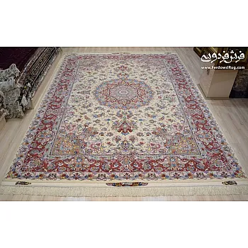 فرش دستباف 9 متری جفت طرح علیزاده چله ابریشم مشهد