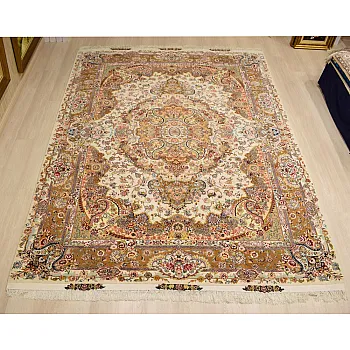 فرش دستباف 9 متری جفت طرح سالاری کرم مشهد | فرش فردوسی