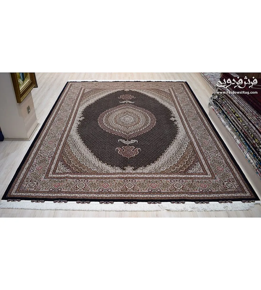 فرش دستباف تبریز طرح ریزماهی کمال الملک چهل رج با کیفیت بالا مناسب دکوراسیون سنتی و لوکس
