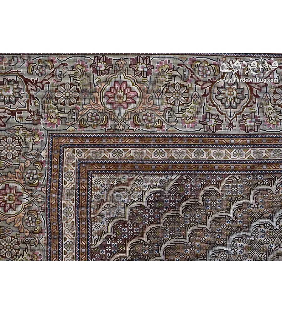 فرش دستباف تبریز طرح ریزماهی کمال الملک چهل رج با کیفیت بالا مناسب دکوراسیون سنتی و لوکس