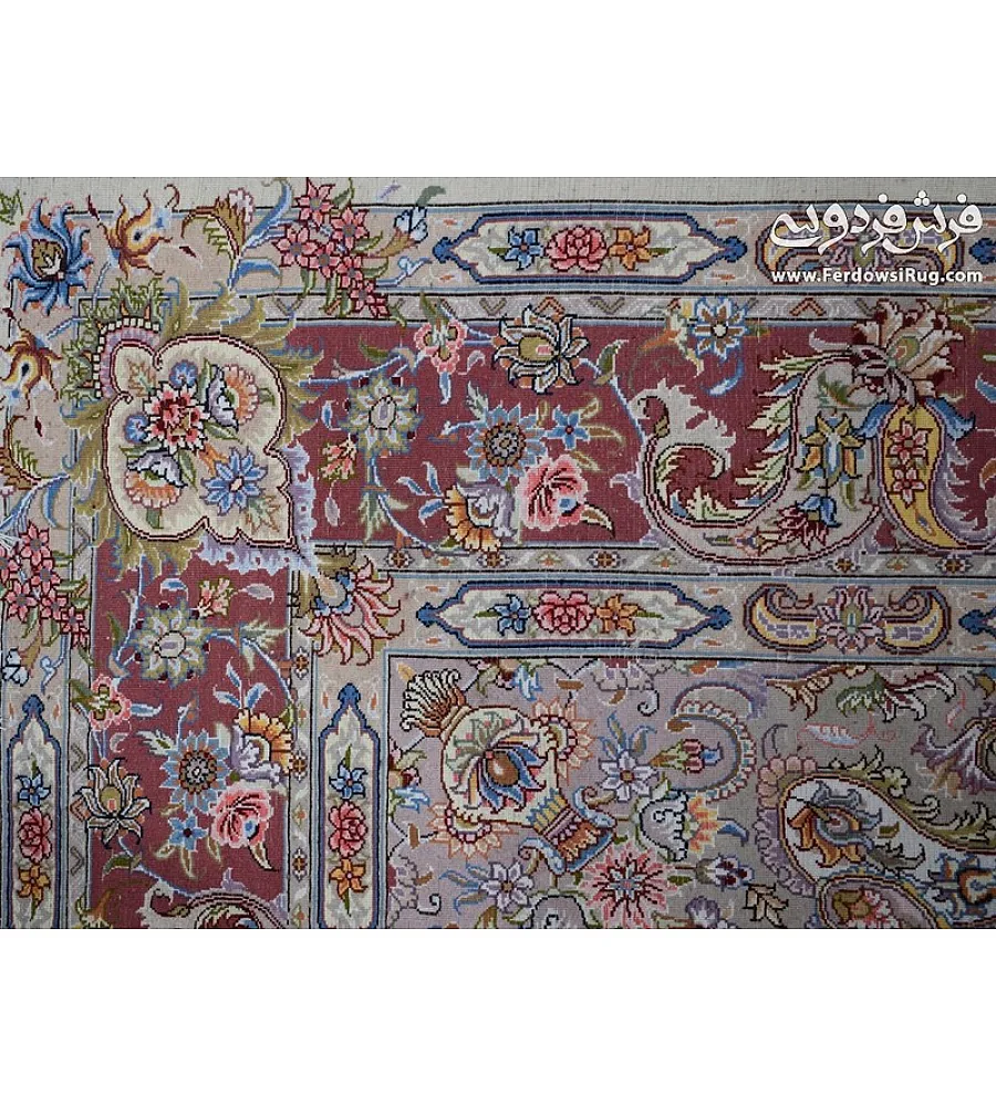 فرش دستباف طرح علیزاده رنگ کرم اندازه 9متری با کیفیت بالا تولید مشهد مناسب دکوراسیون کلاسیک و فضای پذیرایی