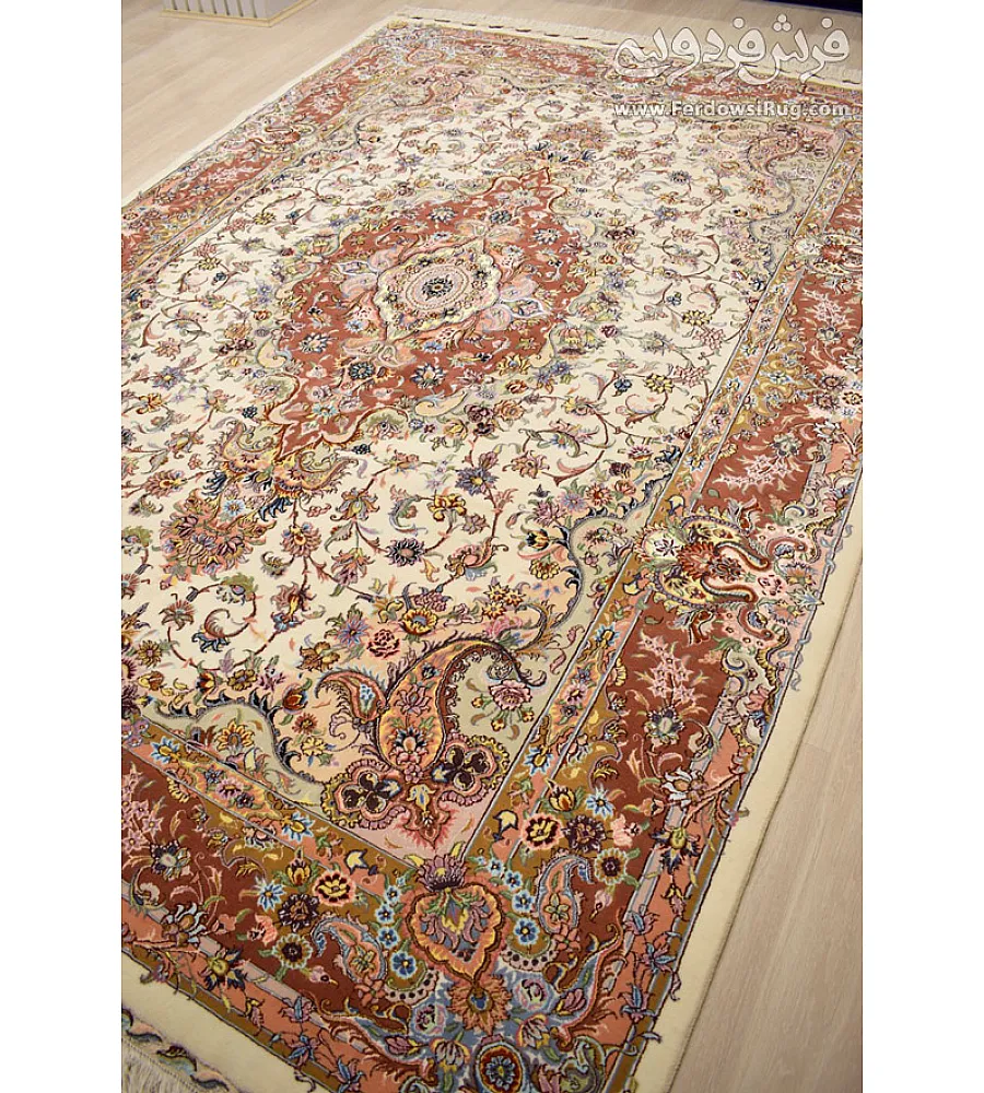 فرش دستباف 9 متری جفت طرح خطیبی چله نخ مشهد مناسب دکوراسیون کلاسیک و مدرن با کیفیت بالا و طرح اصیل ایرانی