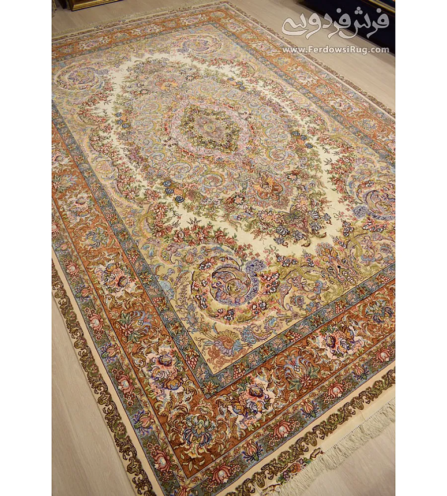 Pair of 9-meter handwoven Tabriz carpets featuring Wave Meh Novin Far design, showcasing intricate patterns and premium craftsmanship.