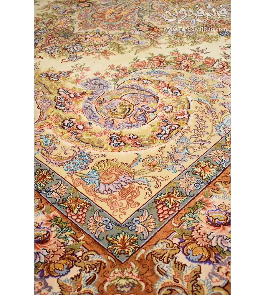 Pair of 9-meter handwoven Tabriz carpets featuring Wave Meh Novin Far design, showcasing intricate patterns and premium craftsmanship.