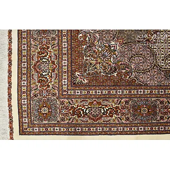 فرش دستباف جفت ۹ متری طرح ریزماهی کمال‌الملک موج مهر تبریز