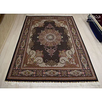 فرش دستباف 9 متری جفت طرح ریزماهی سرمه ای تبریز