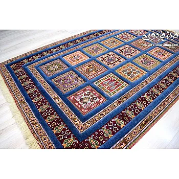 Blue clay pattern hand-woven carpet rug,mashhad texture