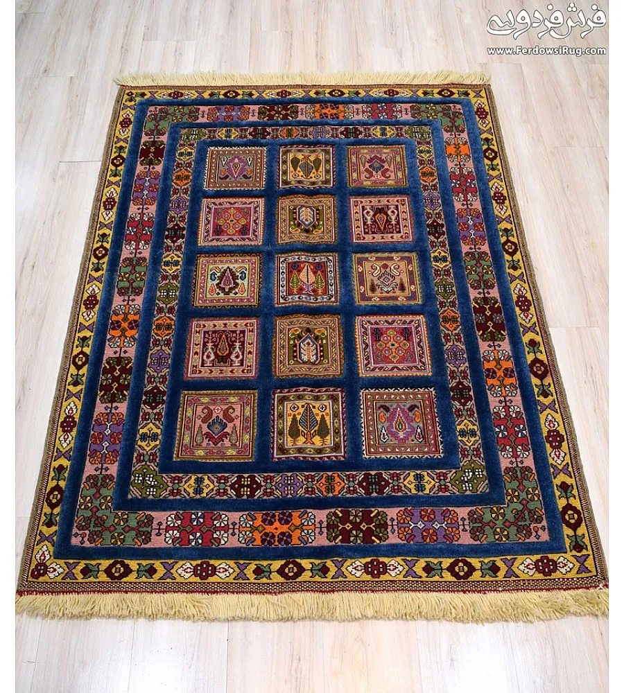 Hand-woven rug with intricate clay design, crafted in Mashhad texture, perfect for enhancing home decor with elegance and warmth