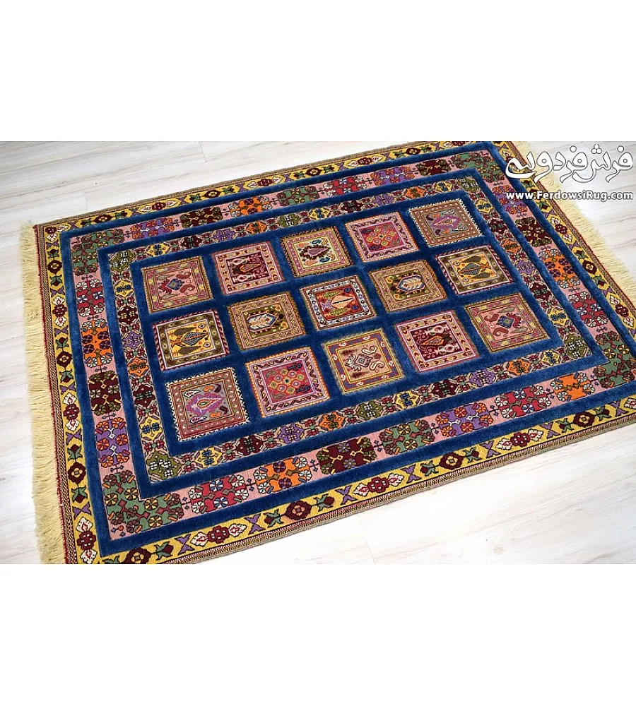 Hand-woven rug with intricate clay design, crafted in Mashhad texture, perfect for enhancing home decor with elegance and warmth