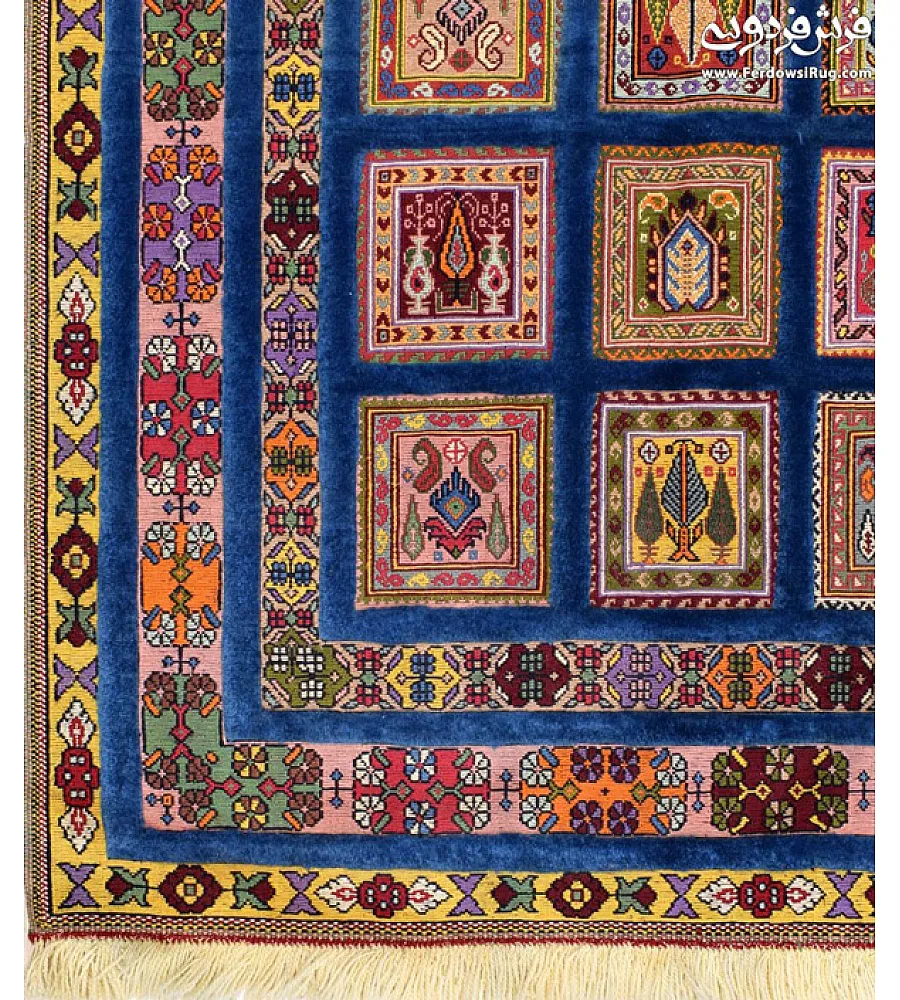 Hand-woven rug with intricate clay design, crafted in Mashhad texture, perfect for enhancing home decor with elegance and warmth