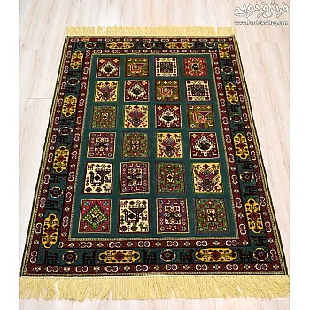 Green clay hand-woven carpet rug of mashhad texture