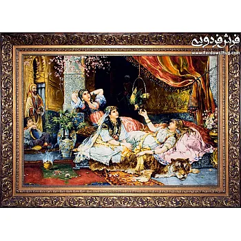 تابلو فرش دستباف طرح شهرزاد قصه گو بافت تبریز 