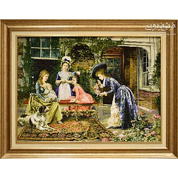 تابلو فرش دستباف طرح عصرانه فرانسوی بافت تبریز 