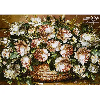 تابلو فرش دستباف طرح سبد گل اشرافی بافت تبریز