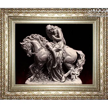 تابلو فرش دستباف طرح تندیس اسب گودی وا بافت تبریز 