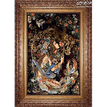 تابلو فرش دستباف طرح مینیاتور تمنا بافت تبریز