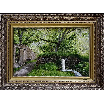 تابلو فرش دستباف طرح کوچه باغ سلطانی بافت تبریز 