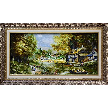 تابلو فرش دستباف طرح دهکده بافت تبریز 