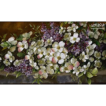 تابلو فرش دستباف طرح دسته گل یاسمن بافت تبریز