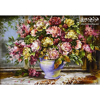 تابلو فرش دستباف طرح نغمه‌ی گل‌ها بافت تبریز