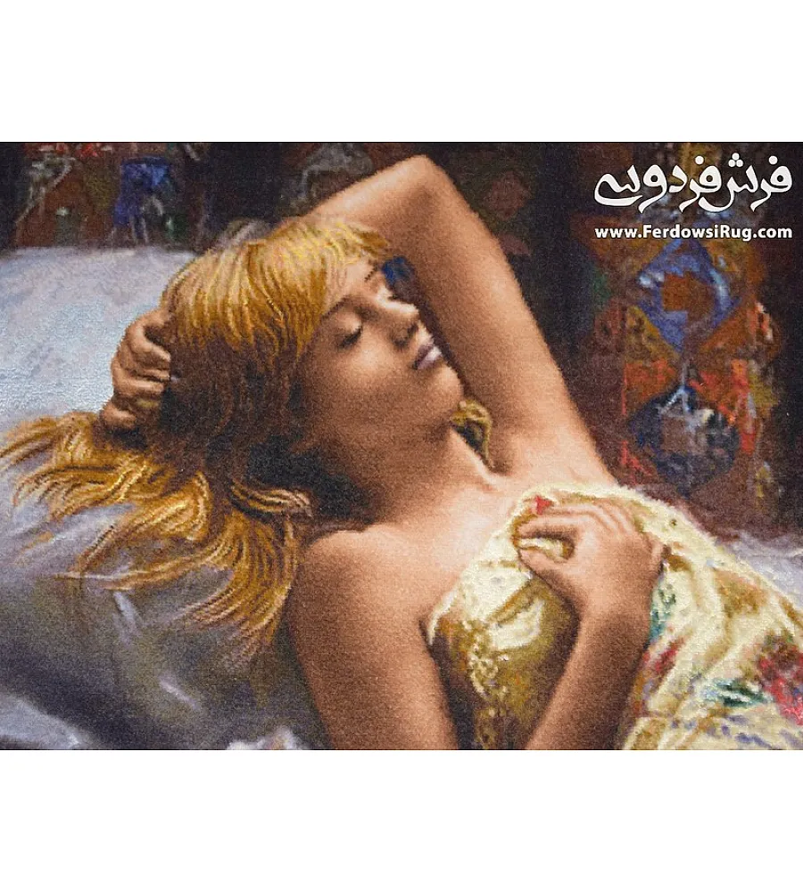 تابلو فرش دستباف طرح عروس خوابیده با کیفیت بالا مناسب دکوراسیون منزل تولید تبریز