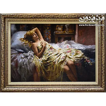 تابلو فرش دستباف طرح عروس خوابیده بافت تبریز