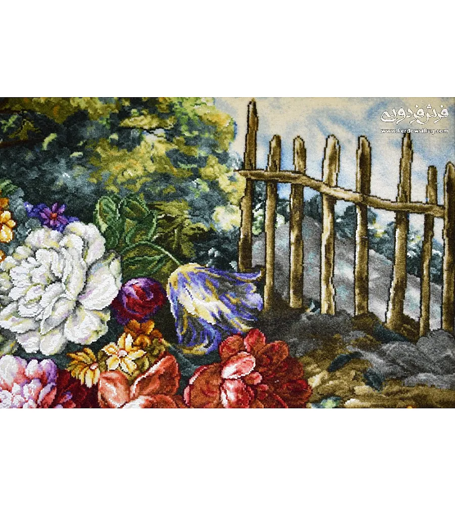 Tabriz handmade wall rug in vibrant colors featuring an intricate bouquet design, perfect for elegant home decor.