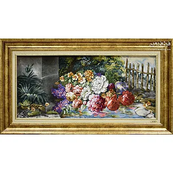 تابلو فرش دستباف طرح دسته گل بافت  تبریز 