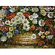 تابلو فرش دستباف تبریز طرح سبدگل بابونه رنگارنگ بافته شده از نخ مرغوب مناسب دکوراسیون منزل