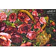 تابلو فرش دستباف تبریز طرح سبد گل رز قرمز مصنوعی طرح زیبا زینتی مناسب دکوراسیون داخلی شیک و خاص