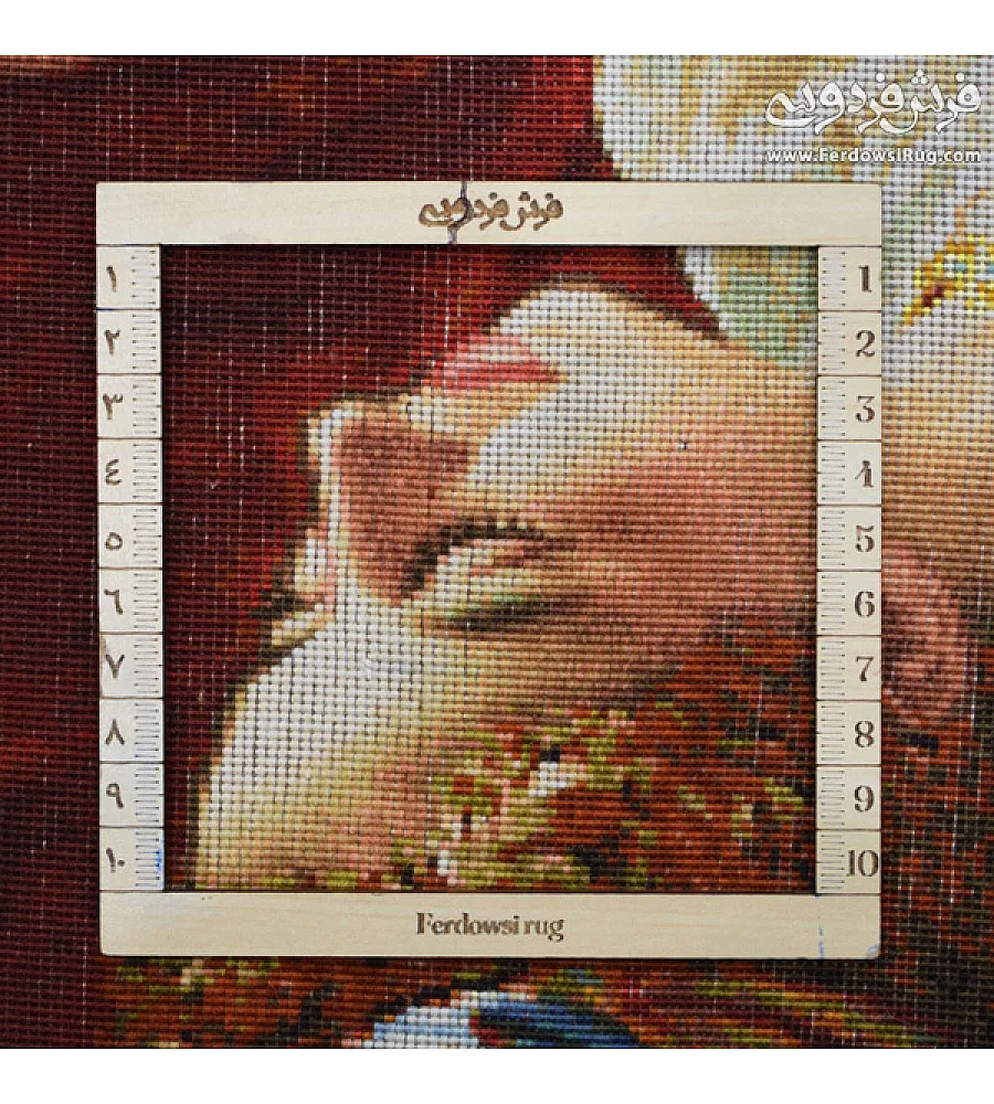 تابلو فرش دستباف تبریز با طرح دختر شرقی، رنگ های گرم و طبیعی، مناسب دکوراسیون کلاسیک و هدیه ای خاص