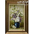 تابلو فرش دستباف طرح گل و گلدان شکوفه رنگارنگ بافت تبریز مناسب دکوراسیون داخلی منزل